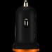 Автомобильное зарядное устройство CANYON C-01 Universal 1xUSB car adapter, Input 12V-24V, Output 5V-1A, black rubber coating with orange electroplated ring(without LED backlighting), 51.8*31.2*26.2mm, 0.016kg