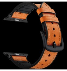 Комбинированный ремешок кожа/силикон  для Apple Watch 38/40 mm LYAMBDA ANTARES LWA-10-40-OR Orange                                                                                                                                                        