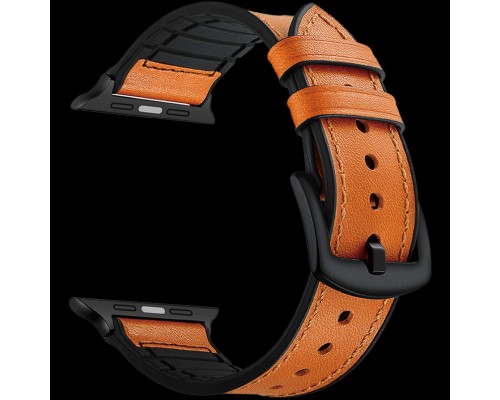 Комбинированный ремешок кожа/силикон  для Apple Watch 38/40 mm LYAMBDA ANTARES LWA-10-40-OR Orange