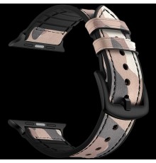 Комбинированный ремешок кожа/силикон  для Apple Watch 42/44 mm LYAMBDA ANTARES LWA-09-44-CP Сamel-pink                                                                                                                                                    