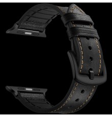 Комбинированный ремешок кожа/силикон  для Apple Watch 38/40 mm LYAMBDA ANTARES LWA-10-40-BK Black                                                                                                                                                         
