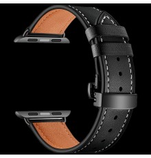 Кожаный ремешок из телячьей кожи для Apple Watch 42/44 mm ANNET MANCINI LWA-05-44-BK Black                                                                                                                                                                
