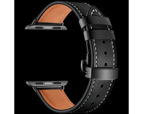 Кожаный ремешок из телячьей кожи для Apple Watch 42/44 mm ANNET MANCINI LWA-05-44-BK Black