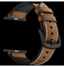 Комбинированный ремешок кожа/силикон  для Apple Watch 38/40 mm LYAMBDA ANTARES LWA-10-40-BR Deep brown                                                                                                                                                    