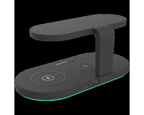 Беспроводное зарядное устройство CANYON WS-501 5in1 Wireless charger, with UV sterilizer, with touch button for Running water light, Input QC36W or PD30W, Output 15W/10W/7.5W/5W, USB-A 10W(max), Type c to USB-A cable length 1.2m, 188*90*81mm, 0.249Kg