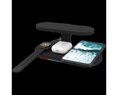 Беспроводное зарядное устройство CANYON WS-501 5in1 Wireless charger, with UV sterilizer, with touch button for Running water light, Input QC36W or PD30W, Output 15W/10W/7.5W/5W, USB-A 10W(max), Type c to USB-A cable length 1.2m, 188*90*81mm, 0.249Kg