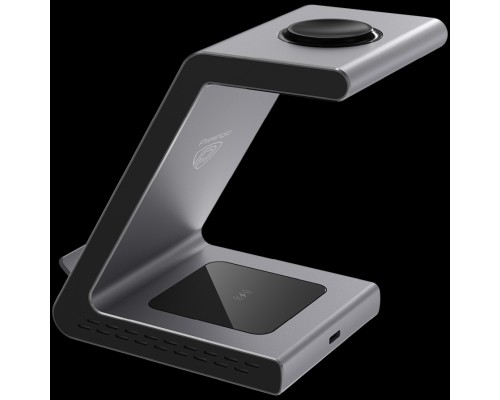 Беспроводное зарядное устройство Prestigio ReVolt A8, 3-in-1 wireless charging station for iPhone, Apple Watch, AirPods, wilreless output for phone 7.5W/10W, wireless output for AirPods 5W, wireless output for Apple Watch 2.5W, material: aluminum+tem