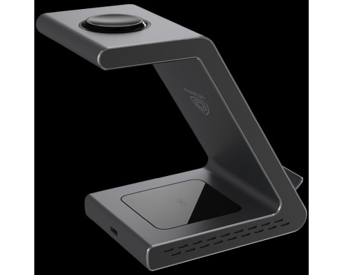 Беспроводное зарядное устройство Prestigio ReVolt A8, 3-in-1 wireless charging station for iPhone, Apple Watch, AirPods, wilreless output for phone 7.5W/10W, wireless output for AirPods 5W, wireless output for Apple Watch 2.5W, material: aluminum+tem