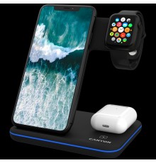 Беспроводное зарядное устройство CANYON WS-303 3in1 Wireless charger, with touch button for Running water light, Input 9V/2A, 12V/2A, Output 15W/10W/7.5W/5W, Type c to USB-A cable length 1.2m, 137*103*140mm, 0.195Kg, Black                            