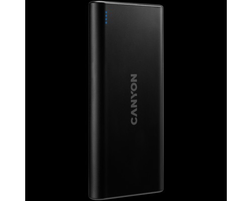 Внешний аккумулятор  CANYON PB-106 Power bank 10000mAh Li-poly battery, Input 5V/2A, Output 5V/2.1A(Max), USB cable length 0.3m, 140*68*16mm, 0.24Kg, Black