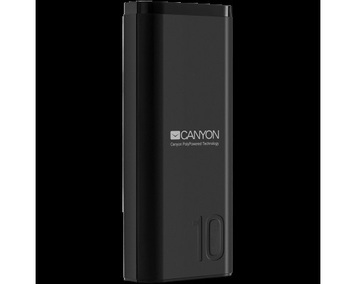 Внешний аккумулятор  CANYON PB-103 Power bank 10000mAh Li-poly battery, Input 5V/2A, Output 5V/2.1A, with Smart IC, Black, USB cable length 0.25m, 120*52*22mm, 0.210Kg