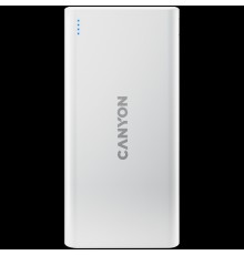 Внешний аккумулятор  CANYON PB-106 Power bank 10000mAh Li-poly battery, Input 5V/2A, Output 5V/2.1A(Max), USB cable length 0.3m, 140*68*16mm, 0.24Kg, White                                                                                               