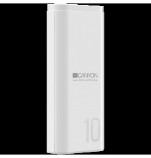 Внешний аккумулятор  CANYON PB-103 Power bank 10000mAh Li-poly battery, Input 5V/2A, Output 5V/2.1A, with Smart IC, White, USB cable length 0.25m, 120*52*22mm, 0.210Kg                                                                                   