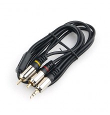 Кабель аудио Cablexpert 3.5 джек 2 х RCA, черный, 2м, блистер, черный (CCAB-02-35M2RM-2MB)                                                                                                                                                                