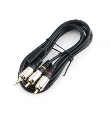 Кабель аудио Cablexpert 3.5 джек 2 х RCA, черный, 1,5м, блистер, черный (CCAB-02-35M2RM-1.5MB)                                                                                                                                                            