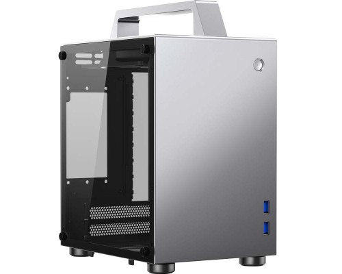 Корпус JONSBO T8 Silver без БП, боковые панели из закаленного стекла, mini-ITX, серебристый