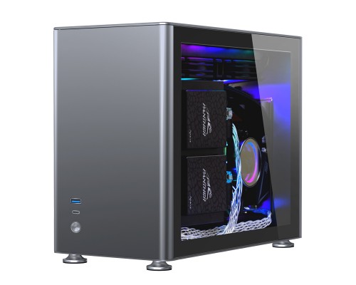 Корпус JONSBO A4 без БП, боковые панели из закаленного стекла, mini-ITX, SFX, серый