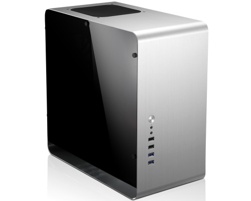 Корпус JONSBO UMX3W Silver без БП, боковая панель из закаленного стекла, mini-ITX, micro-ATX, серебристый