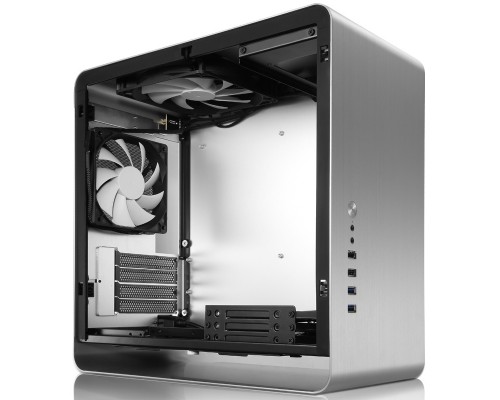 Корпус JONSBO UMX3W Silver без БП, боковая панель из закаленного стекла, mini-ITX, micro-ATX, серебристый