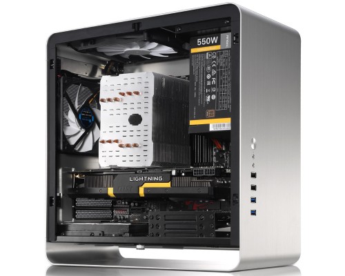 Корпус JONSBO UMX3W Silver без БП, боковая панель из закаленного стекла, mini-ITX, micro-ATX, серебристый