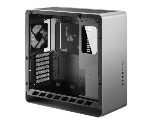 Корпус JONSBO UMX4W Silver без БП, боковая панель из закаленного стекла, mini-ITX, micro-ATX, ATX, серебристый