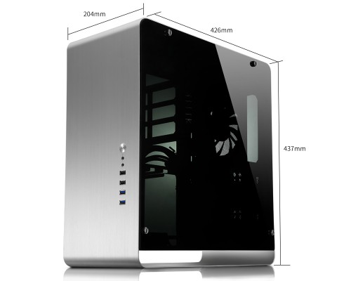 Корпус JONSBO UMX4W Silver без БП, боковая панель из закаленного стекла, mini-ITX, micro-ATX, ATX, серебристый