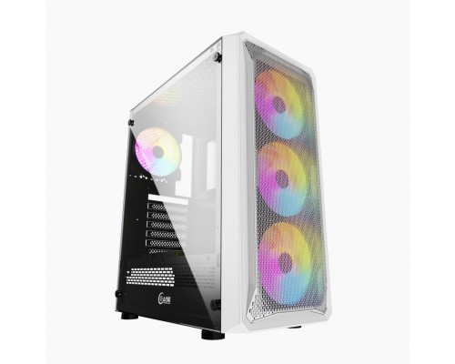 Корпус Powercase Mistral Z4 White, Tempered Glass, Mesh, 4x 120mm 5-color LED fan, белый, ATX  (CMIZW-L4)