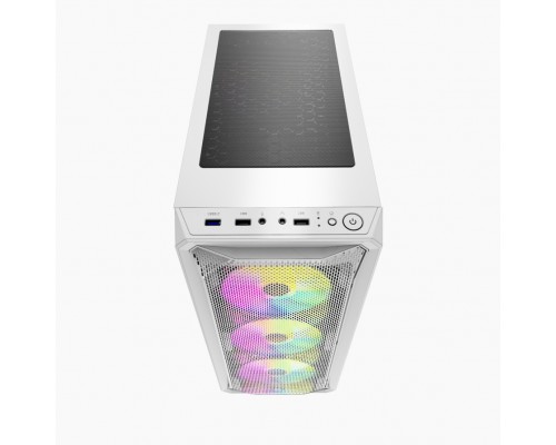 Корпус Powercase Mistral Z4 White, Tempered Glass, Mesh, 4x 120mm 5-color LED fan, белый, ATX  (CMIZW-L4)