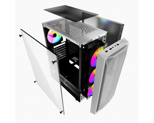 Корпус Powercase Mistral Z4 White, Tempered Glass, Mesh, 4x 120mm 5-color LED fan, белый, ATX  (CMIZW-L4)