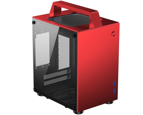 Корпус JONSBO T8 Red без БП, боковые панели из закаленного стекла, mini-ITX, красный