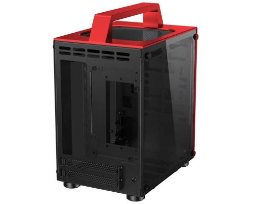 Корпус JONSBO T8 Red без БП, боковые панели из закаленного стекла, mini-ITX, красный