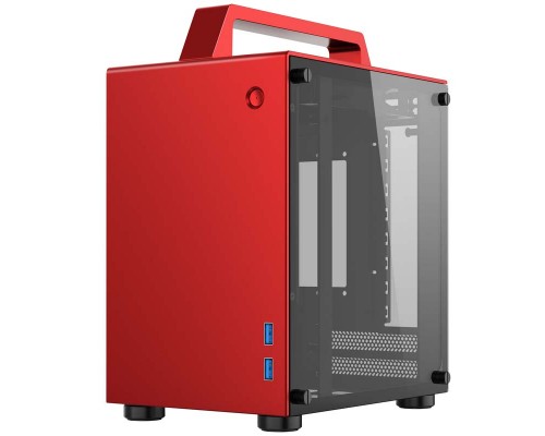 Корпус JONSBO T8 Red без БП, боковые панели из закаленного стекла, mini-ITX, красный