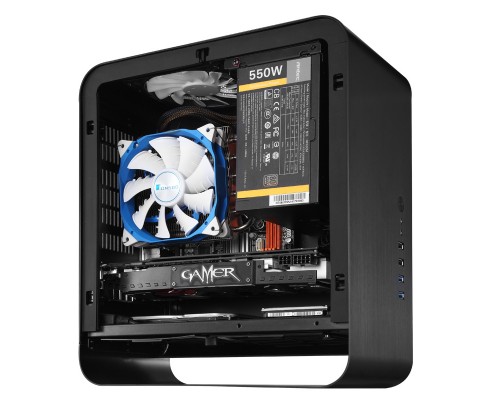 Корпус JONSBO UMX1W без БП, боковая панель из закаленного стекла, mini-ITX, черный