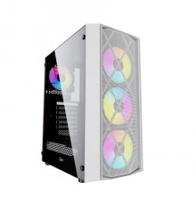 Корпус Powercase Rhombus X4 White, Tempered Glass, Mesh, 4x 120mm 5-color LED fan, белый, ATX  (CMRMW-L4)                                                                                                                                                 