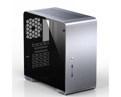 Корпус JONSBO U4PLUS Silver без БП, боковые панели из закаленного стекла, mini-ITX, micro-ATX, ATX, серебристый