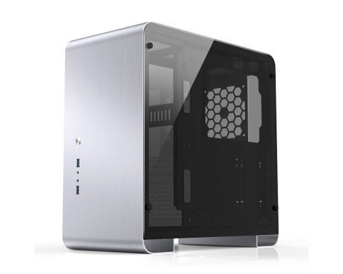 Корпус JONSBO U4PLUS Silver без БП, боковые панели из закаленного стекла, mini-ITX, micro-ATX, ATX, серебристый