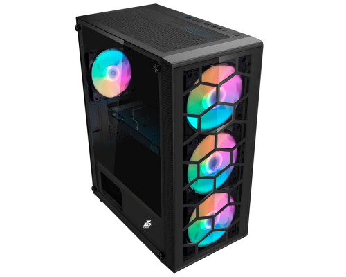 Корпус 1STPLAYER FIREBASE X7-G BLACK / ATX, tempered glass / 3x140mm & 1x120mm LED fans inc. / X7-G-BK-3G6P-1G6