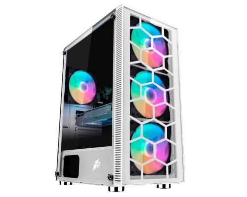 Корпус 1STPLAYER FIREBASE X7-G WHITE / ATX, tempered glass / 3x140mm & 1x120mm LED fans inc. / X7-G-WH-3G6P-1G6