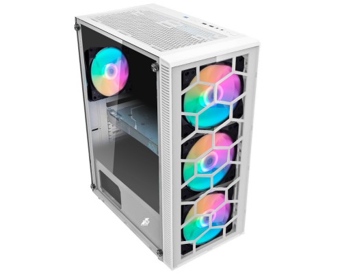 Корпус 1STPLAYER FIREBASE X7-G WHITE / ATX, tempered glass / 3x140mm & 1x120mm LED fans inc. / X7-G-WH-3G6P-1G6