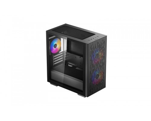 Корпус Deepcool MATREXX 40 3FS без БП, боковое окно (закаленное стекло), 2xRGB LED 120мм ветилятора спереди и 1xRGB LED 120мм ветилятор сзади, черный, MICRO ATX/MINI-ITX