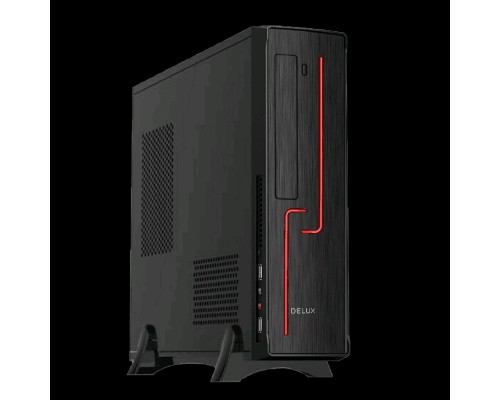 Корпус DELUX H-308 (Slim, mATX, БП SFX 300W) черный с красной полосой