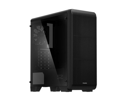 Корпус ZALMAN S2 TG, без БП, боковое окно (закаленное стекло), черный,  ATX