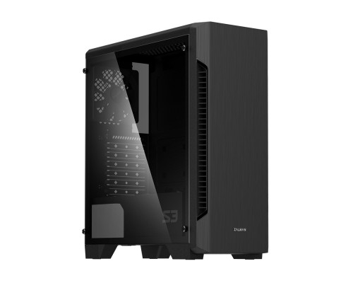 Корпус ZALMAN S3 TG, без БП, боковое окно (закаленное стекло), черный,  ATX