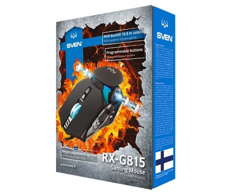 Мышь SVEN RX-G815 / USB / WIRED / 500-8000DPI/ RGB подсветка/ кнопки 6+1/ OPTICAL / BLACK