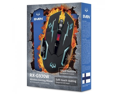 Мышь SVEN RX-G930W / USB / WIRELESS / 800-2400DPI/ подсветка/ кнопки 5+1/ встроенный аккум. / OPTICAL / BLACK