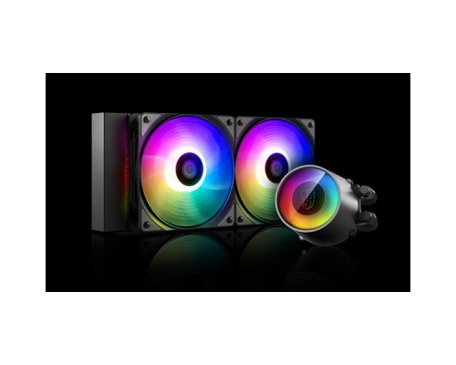 Комплект водяного охлаждения DEEPCOOL CASTLE 240 RGB V2 LGA20XX/LGA1366/LGA115X/TR4/AM4/AM3/+/AM2/+/FM2/+/FM1 (6шт/кор,TDP 250W, ARGB Lighting, Anti-Leak edition, PWM, DUAL FAN) RET