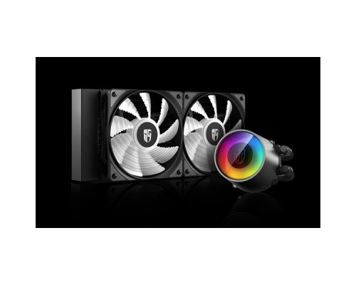 Комплект водяного охлаждения DEEPCOOL CASTLE 240 RGB V2 LGA20XX/LGA1366/LGA115X/TR4/AM4/AM3/+/AM2/+/FM2/+/FM1 (6шт/кор,TDP 250W, ARGB Lighting, Anti-Leak edition, PWM, DUAL FAN) RET