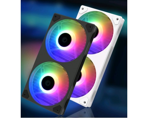 Вентилятор ID-COOLING ICEFAN 240 ARGB 2*120x120x25мм (16шт./кор, PWM, DUAL FAN, Low Noise, резиновые углы, Addresable RGB, 900-2000об/мин)  BOX