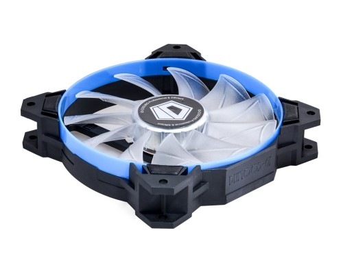 Вентилятор ID-COOLING SF-12025-B 120x120x25мм (80шт./кор, PWM, Low Noise, резиновые углы, Blue LED & Ring, 700-1500об/мин) OEM