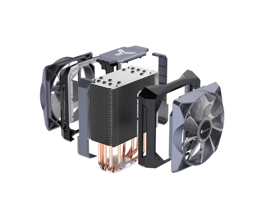 Кулер JONSBO CR-1100 Gray LGA115X/775/AM4/AM3/3+/AM2/+/FM2/+/FM1(12шт/кор, TDP 200W, PWM, 2 x 120mm ARGB Fan, 6 тепловых трубок, 4-pin) Retail